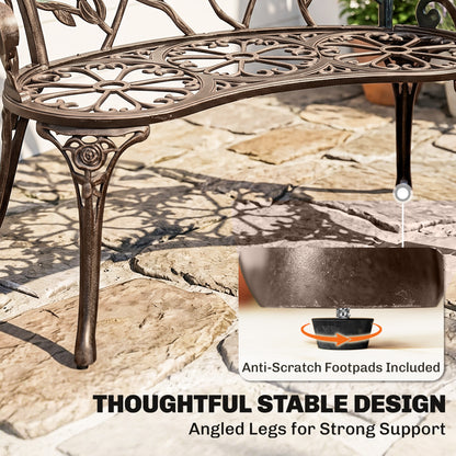 Outsunny Cast Aluminium Garden Bench - Bronze Tone