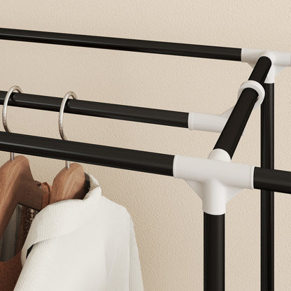 HOMCOM Clothes Storage Organiser with Hanging Rail, Shelves, Portable Wardrobe, Foldable Fabric Wardrobe, Dark Grey