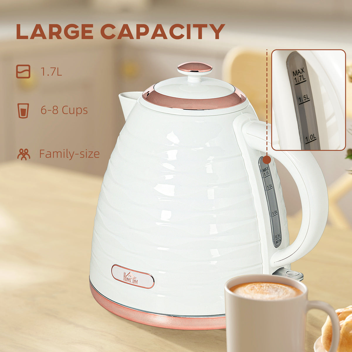 HOMCOM 3kW Rapid Boil Honeycomb Kettle - White