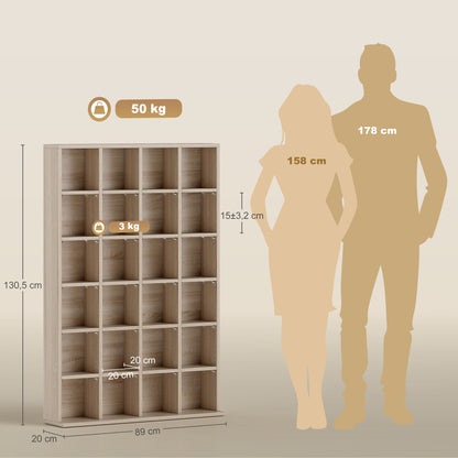 HOMCOM CD Storage Unit with Adjustable Shelves, Suitable for up to 456 CDs, 89 x 130.5 cm, Nature Wood Finish