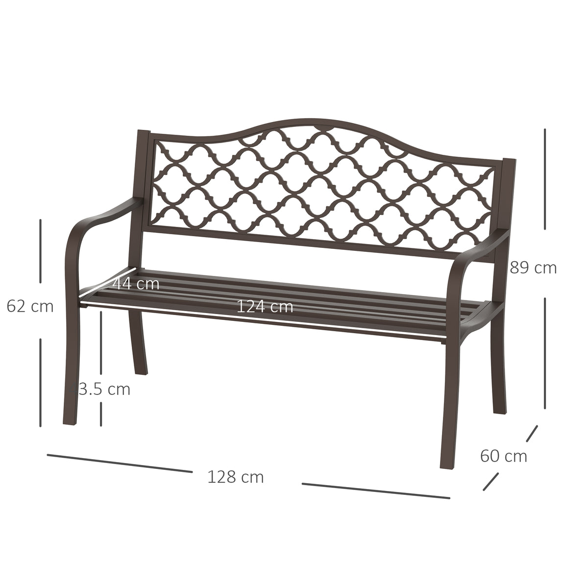 Outsunny Antique Style Outdoor Cast Iron Front Porch Bench Path Chair Seat, Brown