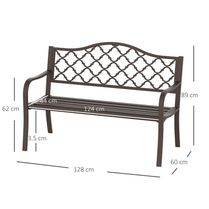 Outsunny Antique Style Outdoor Cast Iron Front Porch Bench Path Chair Seat, Brown