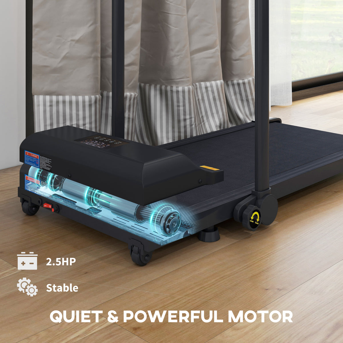 HOMCOM Walking Pad Treadmill, Folding Under Desk Treadmill, 1-10km/h, with Remote Control, Black