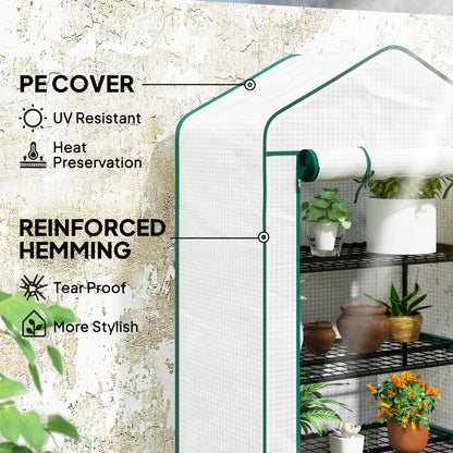 Outsunny Four-Tier Mini Greenhouse, with Reinforced Plastic Cover