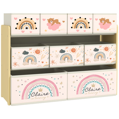 AIYAPLAY 3-Tier Kids Storage Unit with 9 Non-Woven Fabric Boxes for Toys, Books, for Bedroom, Nursery, Yellow