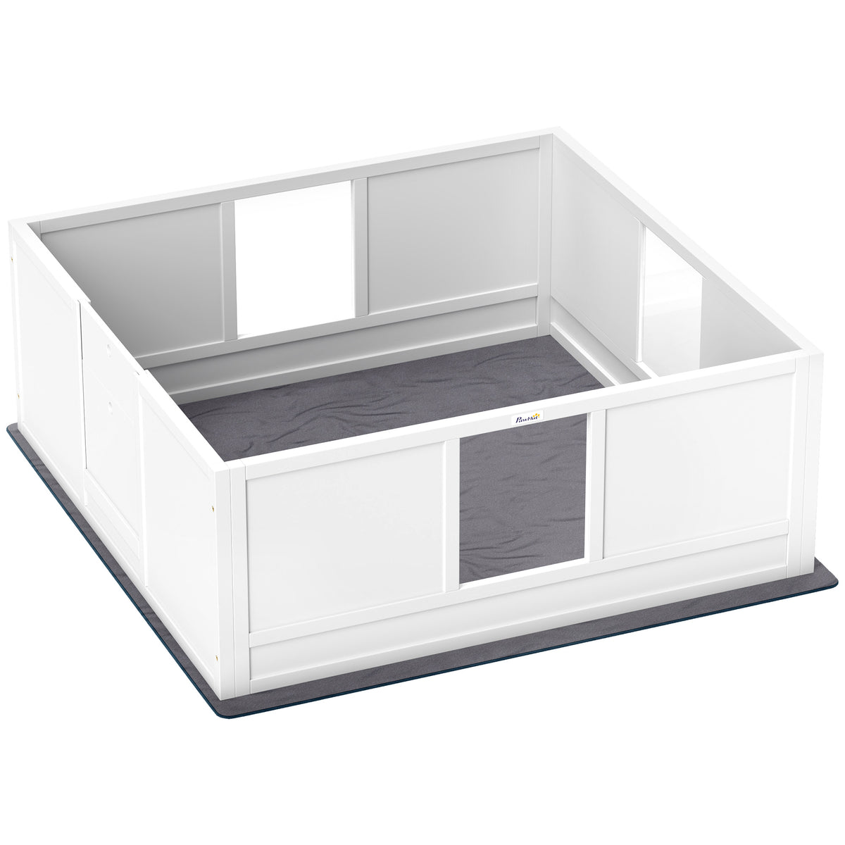 PawHut Whelping Box for Dogs with Whelping Pad, Adjustable Entrance, Non-slip Foot Pads, for Large Dogs, 124 x 120cm