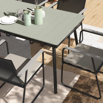 Outsunny 6‑Seater Garden Dining Set with Cushions, Rattan Backrest, Plastic Top, Garden Furniture Set, Grey