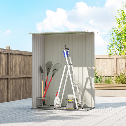 Outsunny 5ft x 3ft Garden Storage Shed, Galvanised Outdoor Metal Shed Waterproof with Sloped Roof, Lockable Door for Patio Tools, Equipment, Light Green
