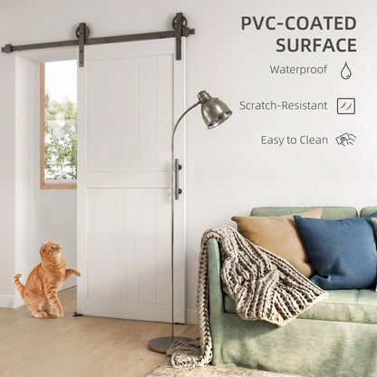 HOMCOM 183cm Sliding Barn Door Kit, Sliding Door with Track, Hardware, Upgraded Rollers and Floor Guide, Handle, White