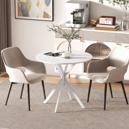 HOMCOM 80cm Industrial Round Dining Table - White