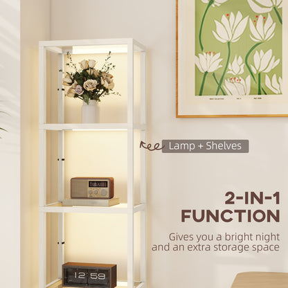 HOMCOM Four-Shelf Floor Lamp - Bleached Oak