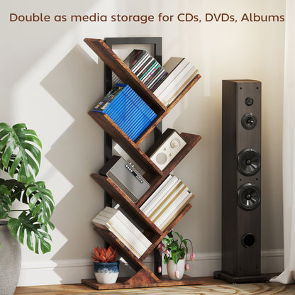HOMCOM Six-Section Tree Bookcase - Wood-Effect