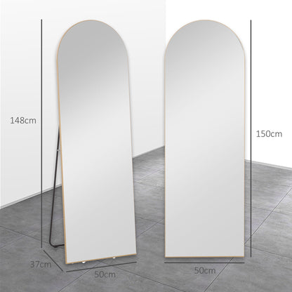 HOMCOM 150cm Arched Full Length Mirror - Gold Tone