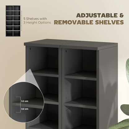 HOMCOM Set of 2 CD Media Display Shelf Unit Tower Rack with Adjustable Shelves, Black