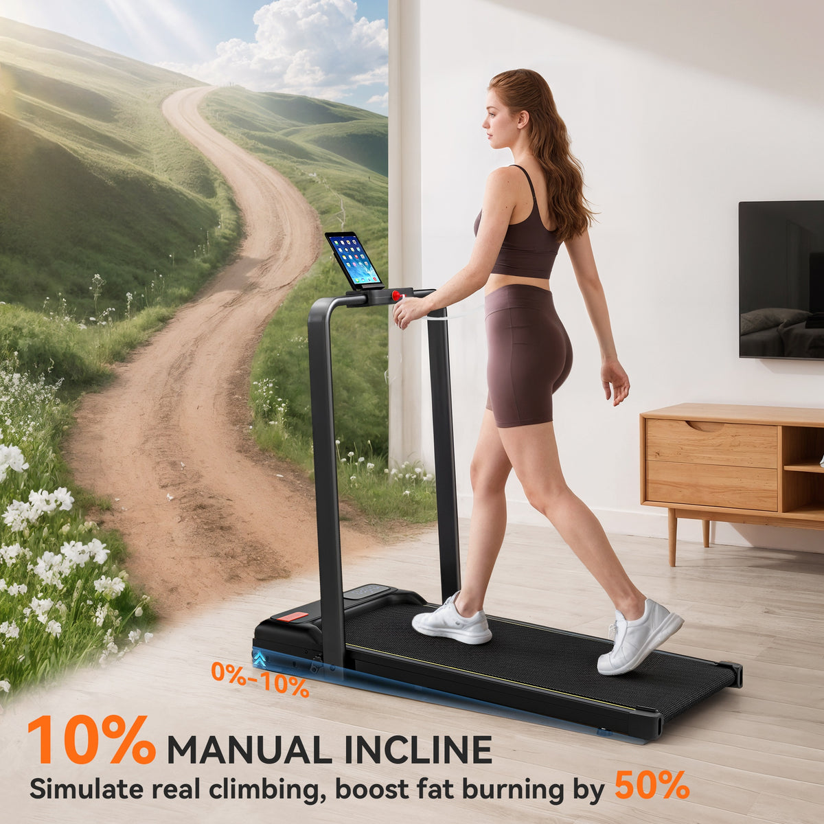 SPORTNOW Folding Treadmill Walking Pad, 2HP Portable Under Desk Treadmill with Handle, Running Jogging Walking Machine