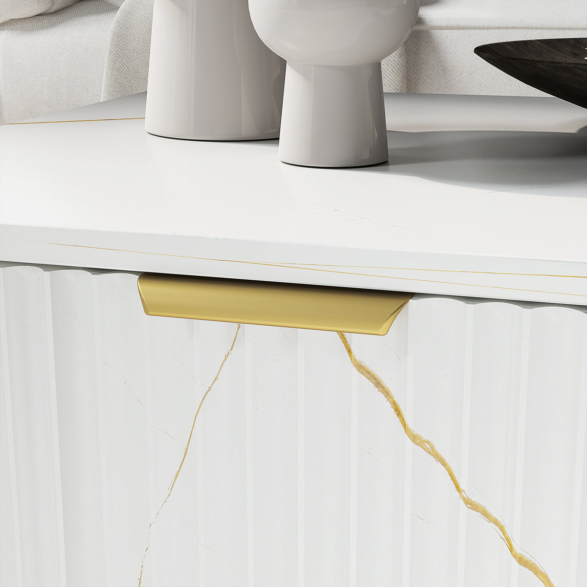 HOMCOM Elegant Marble Effect Storage Coffee Table - White