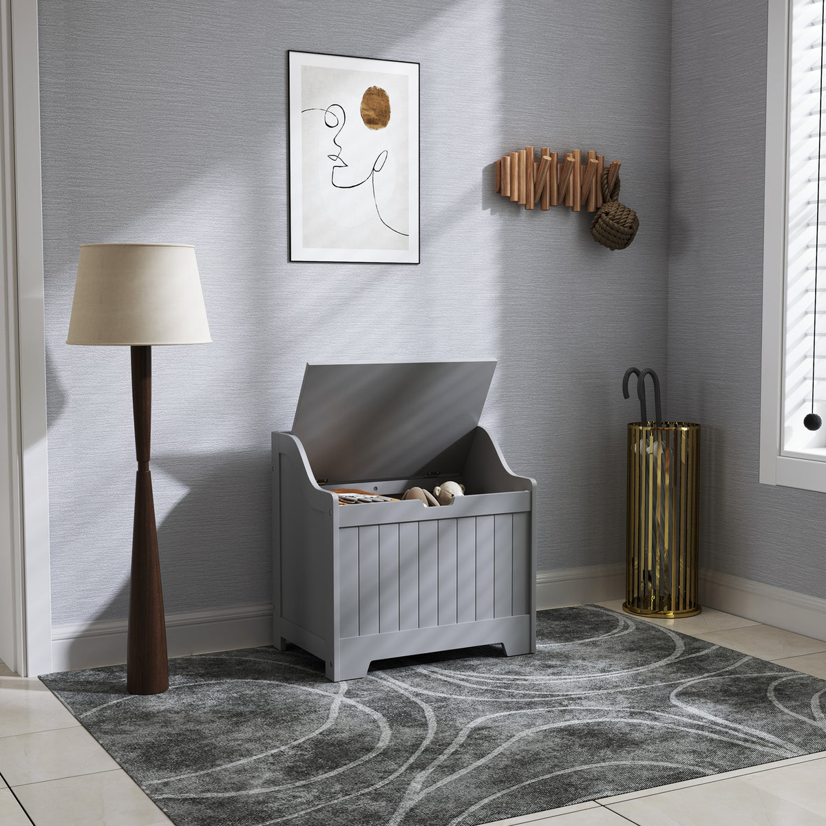 HOMCOM 61L Home Storage Chest - Grey