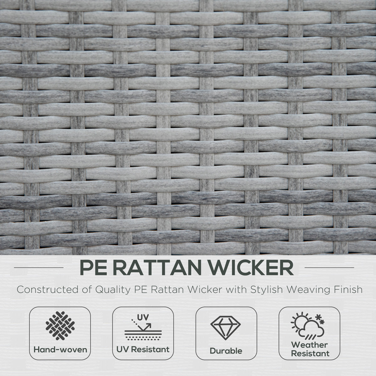 Outsunny Four-Piece Half-Square Rattan Sofa Set - Mixed Grey