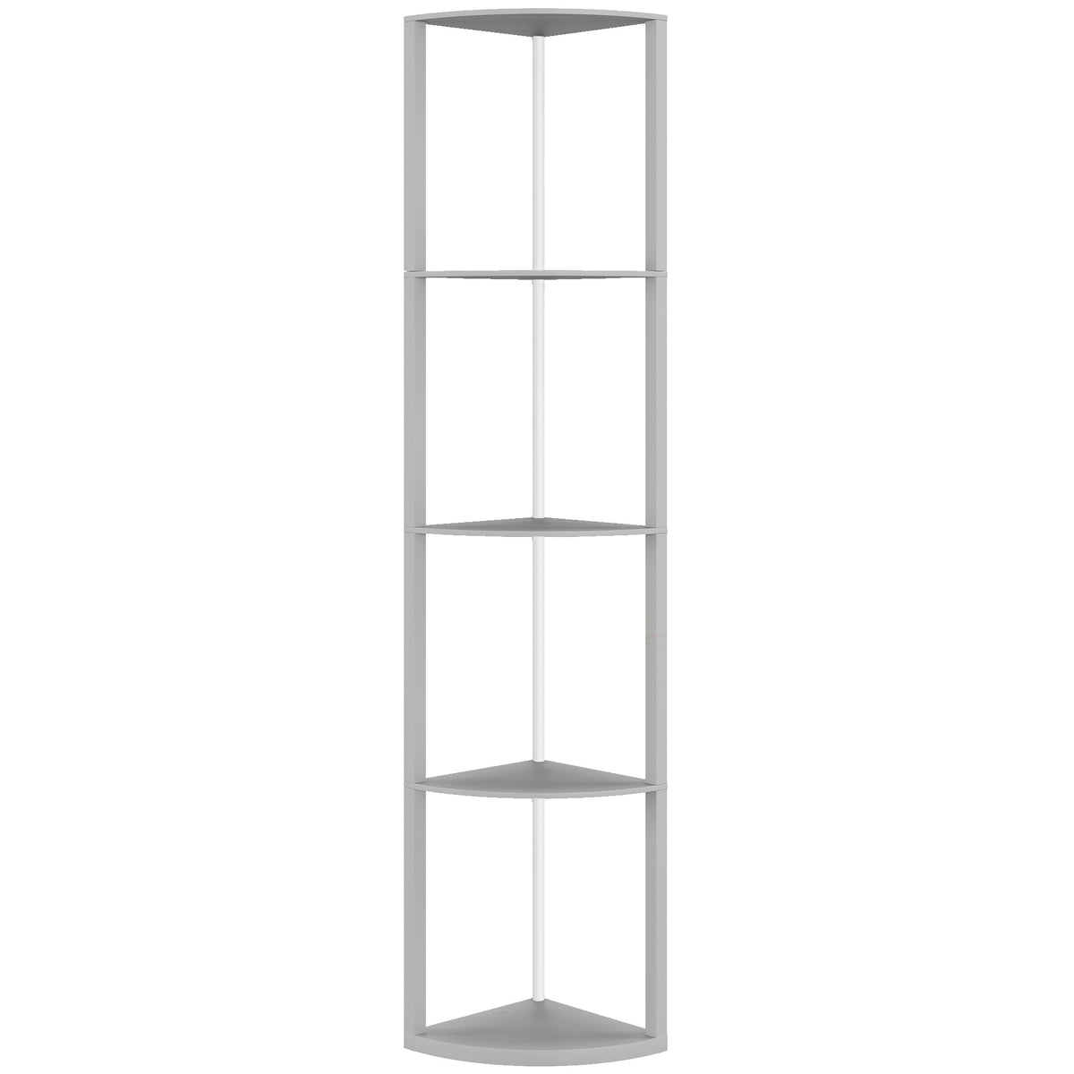 HOMCOM RGB LED Floor Lamp with Shelves, 4-Tier Dimmable Standing Lamp with Adjustable Brightness and Remote Control, Modern Corner Display Shelf Unit for Living Room Bedroom Office, Grey