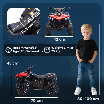 AIYAPLAY 6V Kids ATV, 4 Wheeler Electric Ride on Car with Music and LED Headlights, for Ages 18-56 Months Boys and Girls, Red