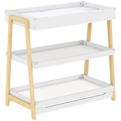 AIYAPLAY Baby Changing Table with 2 Storage Shelves, Nursery Diaper Changing Unit with Waterproof Changing Mat, White
