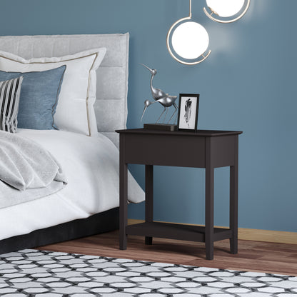 HOMCOM End Table, Narrow Side Table with Flip Top , Shelf, Dark Coffee