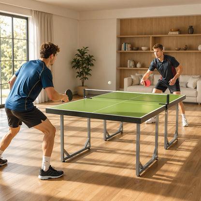 HOMCOM 6ft Table Tennis Table, Ping Pong Table with Net, Foldable and Portable Ping Pong Set for Indoor Use, Easy Assemble, Midsize, Green