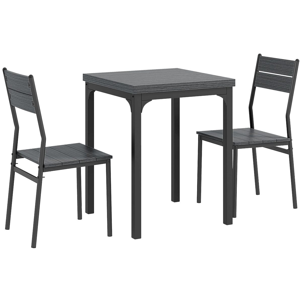 HOMCOM Three-Piece Minimal and Compact Dining Set, Grey Wood Effect