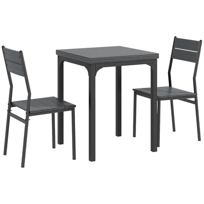 HOMCOM Three-Piece Minimal and Compact Dining Set, Grey Wood Effect