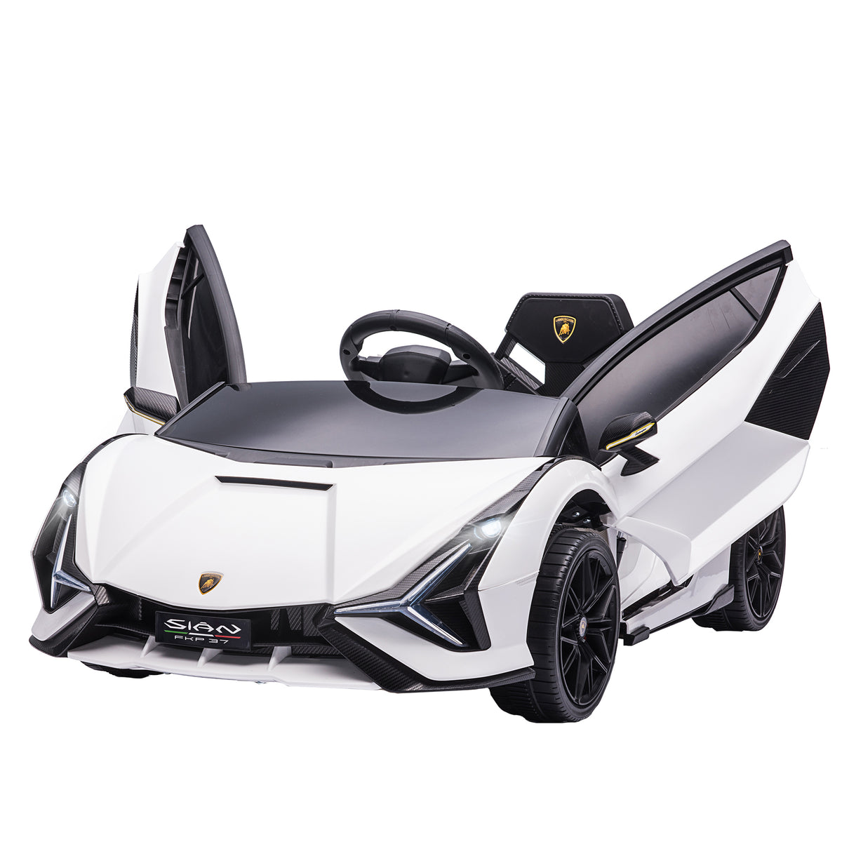 HOMCOM Lamborghini Sian Licensed Electric Car for Kids, 12V Kids Electric Ride on Car with Dual Motors, Remote Control, White