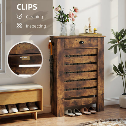 HOMCOM 95.5H x 78Wcm Radiator Cover, with Drawer - Rustic Brown