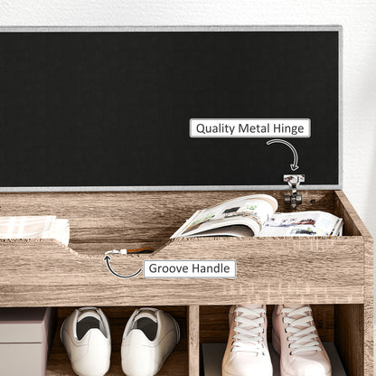 HOMCOM Shoes Cabinet Bench Hidden Storage Padded Seat Organiser Footwear Rack Hallway Grey Wood Grain