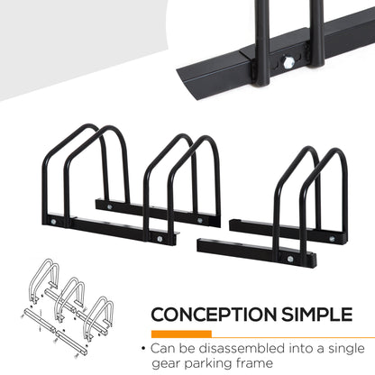 HOMCOM Bike Stand Parking Rack Floor or Wall Mount Bicycle Cycle Storage Locking Stand 76W x 33D x 27H (3 Racks, Black)