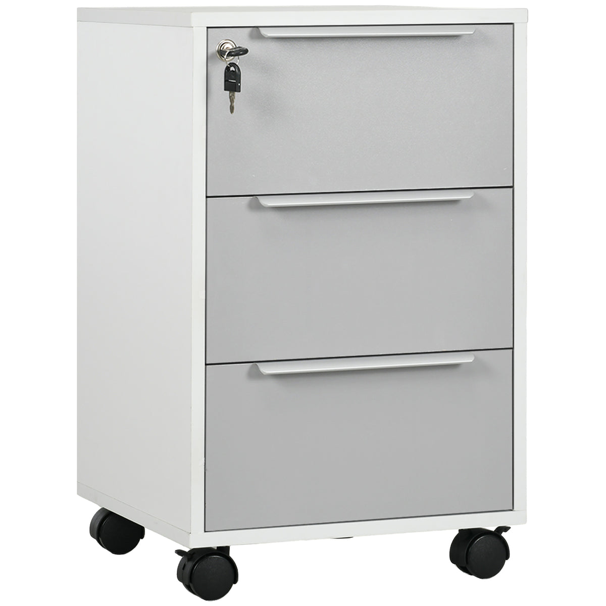 HOMCOM Three-Drawer Locking Filing Cabinet - Grey/White
