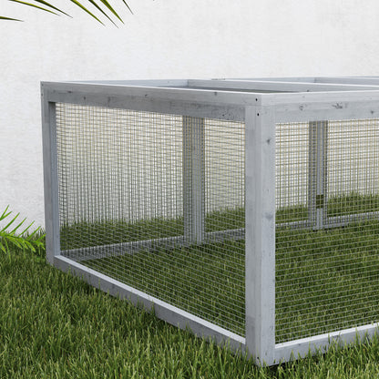 PawHut 6ft Outdoor Rabbit Hutch for 2-4 Rabbits, Fir Wood Run with Wire Mesh & Openable Roof, 181 x 100 x 48 cm, Grey