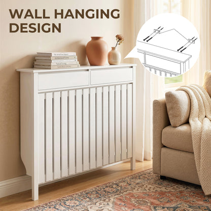 HOMCOM 93 x 119cm Rustic-Look Radiator Cover - White