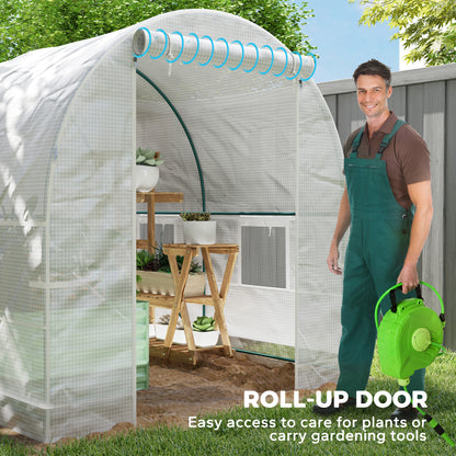 Outsunny 245 x 200cm Polytunnel Greenhouse - White