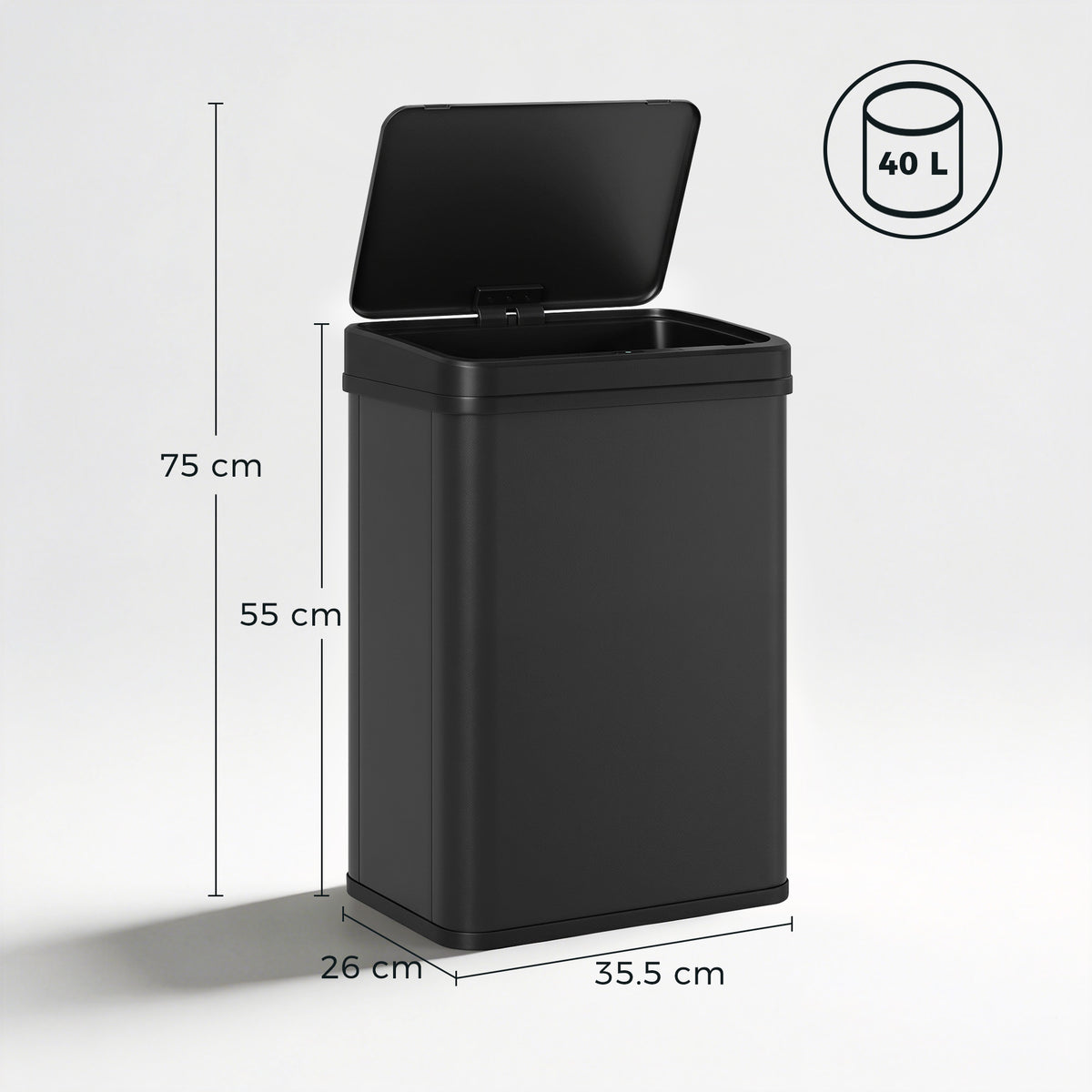 HOMCOM 40L Sensor Bin with Soft-Close Lid, Stainless Steel Automatic Touchless Motion Sensor Kitchen Bin, Black