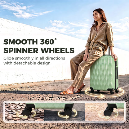 HOMCOM 26Inch 65cm Suitcase, ABS Hard Shell Checked Luggage with TSA Lock, Spinner Wheels, Telescopic Handle, Green