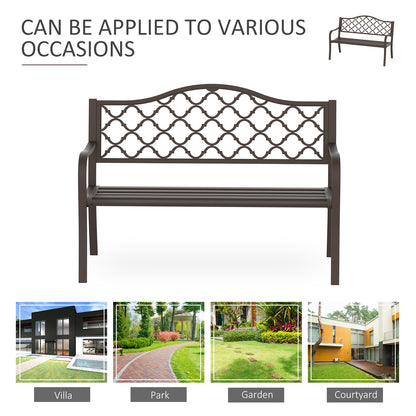 Outsunny Antique Style Outdoor Cast Iron Front Porch Bench Path Chair Seat, Brown