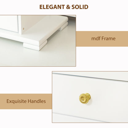 HOMCOM 4-Tier Jewellery Box with Mirror and 3 Drawers - White