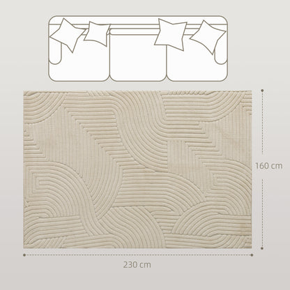 HOMCOM Modern Geometric Rug, Thick & Plush, Non-Slip, 230 x 160 cm, Cream, Living Room, Bedroom, Office