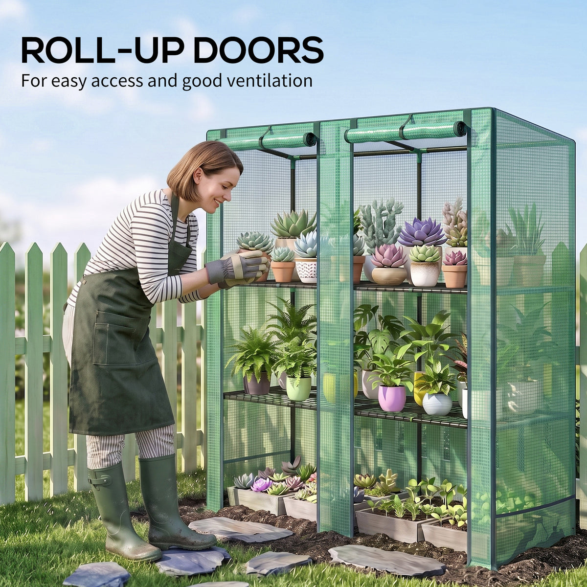 Outsunny Three-Tier Mini Greenhouse - Green