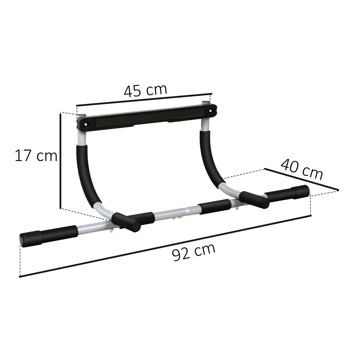 HOMCOM Doorway Pull up Bar, Door Frame Chin up Push up Bar for Home Gym Upper Body Workout, No Drilling or Screws, Grey