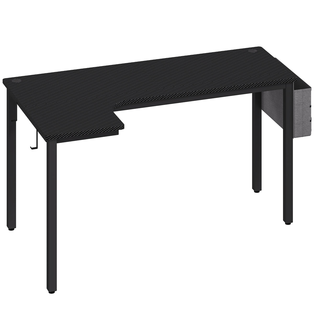 HOMCOM L-Shaped Computer Gaming Desk with Fabric Bag, Hooks and Cable Management, 145 x 81 x 76cm - Black