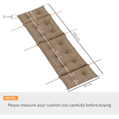 Outsunny Sun Lounger Cushion Only, 190 x 56 x 10 cm Garden Lounge Chair Cushion, UPF20+ 220gsm Fabric, Thick Sunbed Replacement Pad with 6 Ties, Khaki