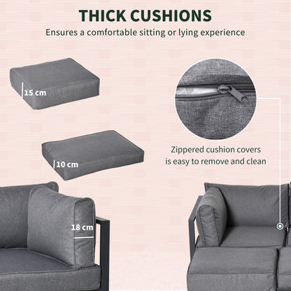 Outsunny 6 Piece Outdoor Couch, Sectional Sofa Set with Aluminum Patio Conversation Furniture, Grey