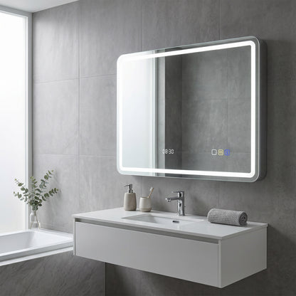 HOMCOM 80 x 60 cm Bluetooth Bathroom Mirror - Silver-Tone