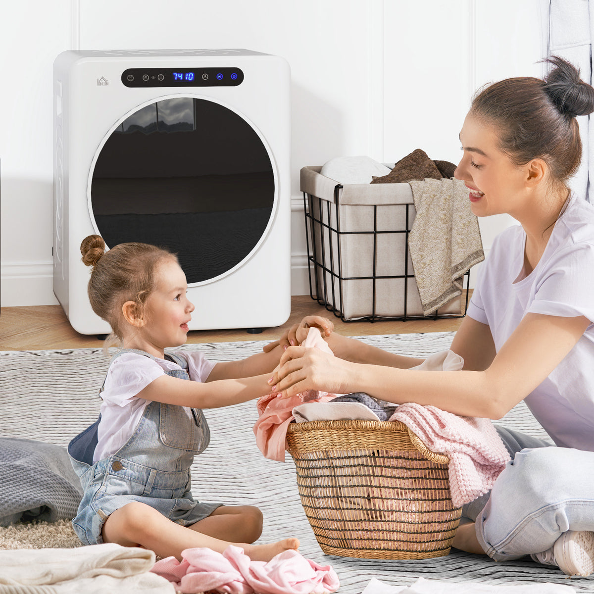 HOMCOM 4kg Compact 40-60℃  Tumble Dryer - White