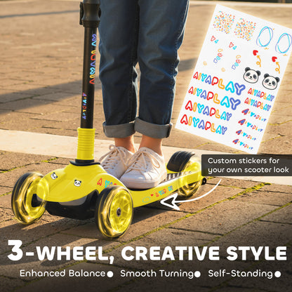 AIYAPLAY Three-Wheel Foldable Electric Scooter for Kids Aged 6-10 Years, Yellow